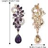 imageBriLove Womens Bohemian Boho Crystal Flower Wedding Bridal Chandelier Teardrop Bling ClipOn Dangle Earrings05Amethyst Color GoldTone