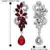 imageBriLove Womens Bohemian Boho Crystal Flower Wedding Bridal Chandelier Teardrop Bling ClipOn Dangle Earrings06Ruby Color SilverTone