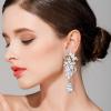 imageBriLove Womens Bohemian Boho Crystal Flower Wedding Bridal Chandelier Teardrop Bling ClipOn Dangle Earrings10Clear GoldTone