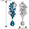 imageBriLove Womens Bohemian Boho Crystal Flower Wedding Bridal Chandelier Teardrop Bling ClipOn Dangle Earrings13Turquoise Color SilverTone