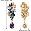 imageBriLove Womens Bohemian Boho Crystal Flower Wedding Bridal Chandelier Teardrop Bling ClipOn Dangle Earrings14Multicolor GoldTone