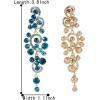 imageBriLove Womens Bohemian Boho Wedding Bridal Crystal Floral Chandelier Hollow Dangle EarringsBlue Topaz Color GoldTone