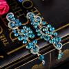 imageBriLove Womens Bohemian Boho Wedding Bridal Crystal Floral Chandelier Hollow Dangle EarringsBlue Topaz Color GoldTone