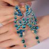 imageBriLove Womens Bohemian Boho Wedding Bridal Crystal Floral Chandelier Hollow Dangle EarringsBlue Topaz Color GoldTone
