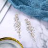 imageBriLove Womens Bohemian Boho Wedding Bridal Crystal Floral Chandelier Hollow Dangle EarringsClear GoldTone
