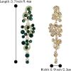 imageBriLove Womens Bohemian Boho Wedding Bridal Crystal Floral Chandelier Hollow Dangle EarringsEmerald Color GoldTone
