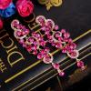 imageBriLove Womens Bohemian Boho Wedding Bridal Crystal Floral Chandelier Hollow Dangle EarringsFuchsia GoldTone
