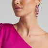 imageBriLove Womens Bohemian Boho Wedding Bridal Crystal Floral Chandelier Hollow Dangle EarringsFuchsia GoldTone