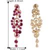 imageBriLove Womens Bohemian Boho Wedding Bridal Crystal Floral Chandelier Hollow Dangle EarringsFuchsia GoldTone