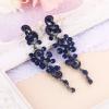 imageBriLove Womens Bohemian Boho Wedding Bridal Crystal Floral Chandelier Hollow Dangle EarringsNavy Blue BlackTone