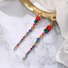 imageBriLove Womens Stunning Geometric Crystal Rhinestone Emerald Cut Teardrop Long Chandelier Drop Dangle Earrings for Party Prom01Multicolor GoldTone