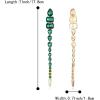 imageBriLove Womens Stunning Geometric Crystal Rhinestone Emerald Cut Teardrop Long Chandelier Drop Dangle Earrings for Party Prom02Emerald Color GoldTone