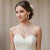 imageBriLove Womens Wedding Bridal Austrian Crystal Teardrop Cluster Statement Necklace Dangle Earrings Jewelry Set01Clear SilverTone