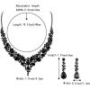 imageBriLove Womens Wedding Bridal Austrian Crystal Teardrop Cluster Statement Necklace Dangle Earrings Jewelry Set02Black BlackTone