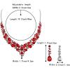 imageBriLove Womens Wedding Bridal Austrian Crystal Teardrop Cluster Statement Necklace Dangle Earrings Jewelry Set03Ruby Color SilverTone
