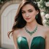 imageBriLove Womens Wedding Bridal Austrian Crystal Teardrop Cluster Statement Necklace Dangle Earrings Jewelry Set04Emerald Color SilverTone