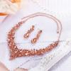 imageBriLove Womens Wedding Bridal Austrian Crystal Teardrop Cluster Statement Necklace Dangle Earrings Jewelry Set05Peach RoseGoldTone