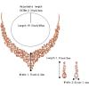 imageBriLove Womens Wedding Bridal Austrian Crystal Teardrop Cluster Statement Necklace Dangle Earrings Jewelry Set05Peach RoseGoldTone