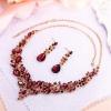 imageBriLove Womens Wedding Bridal Austrian Crystal Teardrop Cluster Statement Necklace Dangle Earrings Jewelry Set06Deep Amethyst Color GoldTone