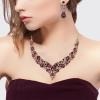 imageBriLove Womens Wedding Bridal Austrian Crystal Teardrop Cluster Statement Necklace Dangle Earrings Jewelry Set06Deep Amethyst Color GoldTone