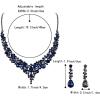 imageBriLove Womens Wedding Bridal Austrian Crystal Teardrop Cluster Statement Necklace Dangle Earrings Jewelry Set07Navy Blue BlackTone