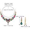 imageBriLove Womens Wedding Bridal Austrian Crystal Teardrop Cluster Statement Necklace Dangle Earrings Jewelry Set11Multicolor GoldTone
