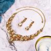 imageBriLove Womens Wedding Bridal Austrian Crystal Teardrop Cluster Statement Necklace Dangle Earrings Jewelry Set12Champagne GoldTone