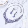 imageBriLove Womens Wedding Bridal Austrian Crystal Teardrop Cluster Statement Necklace Dangle Earrings Jewelry Set13Light Purple SilverTone