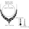 imageBriLove Womens Wedding Bridal Austrian Crystal Teardrop Cluster Statement Necklace Dangle Earrings Jewelry Set14Black SilverTone