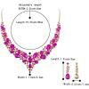 imageBriLove Womens Wedding Bridal Austrian Crystal Teardrop Cluster Statement Necklace Dangle Earrings Jewelry Set15Fuchsia GoldTone