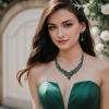 imageBriLove Womens Wedding Bridal Austrian Crystal Teardrop Cluster Statement Necklace Dangle Earrings Jewelry Set18Emerald Color BlackTone