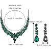 imageBriLove Womens Wedding Bridal Austrian Crystal Teardrop Cluster Statement Necklace Dangle Earrings Jewelry Set18Emerald Color BlackTone
