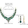 imageBriLove Womens Wedding Bridal Austrian Crystal Teardrop Cluster Statement Necklace Dangle Earrings Jewelry SetEmerald Color GoldTone