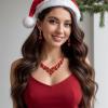 imageBriLove Womens Wedding Bridal Austrian Crystal Teardrop Cluster Statement Necklace Dangle Earrings Jewelry SetRuby Color GoldTone