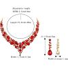 imageBriLove Womens Wedding Bridal Austrian Crystal Teardrop Cluster Statement Necklace Dangle Earrings Jewelry SetRuby Color GoldTone