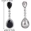 imageBriLove Womens Wedding Bridal Crystal Teardrop Infinity Figure 8 Chandelier Dangle EarringsBlack SilverTone