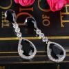 imageBriLove Womens Wedding Bridal Crystal Teardrop Infinity Figure 8 Chandelier Dangle EarringsBlack SilverTone