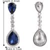imageBriLove Womens Wedding Bridal Crystal Teardrop Infinity Figure 8 Chandelier Dangle EarringsNavy Blue SilverTone