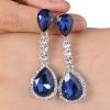 imageBriLove Womens Wedding Bridal Crystal Teardrop Infinity Figure 8 Chandelier Dangle EarringsNavy Blue SilverTone