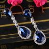 imageBriLove Womens Wedding Bridal Crystal Teardrop Infinity Figure 8 Chandelier Dangle EarringsNavy Blue SilverTone