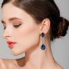 imageBriLove Womens Wedding Bridal Crystal Teardrop Infinity Figure 8 Chandelier Dangle EarringsNavy Blue SilverTone