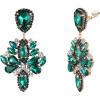 imageBriLove ClipOn Earrings Wedding Stunning Crystal Rhinestone Marquise Teardrop Cluster Dangle Earring for Women Party Prom AccessoryEmerald Color GoldTone