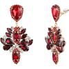 imageBriLove ClipOn Earrings Wedding Stunning Crystal Rhinestone Marquise Teardrop Cluster Dangle Earring for Women Party Prom AccessoryRuby Color GoldTone