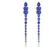 imageBriLove Womens Stunning Geometric Crystal Rhinestone Emerald Cut Teardrop Long Chandelier Drop Dangle Earrings for Party PromTeardropBlue GoldTone