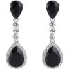 imageBriLove Womens Wedding Bridal Crystal Teardrop Infinity Figure 8 Chandelier Dangle EarringsBlack SilverTone