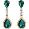 imageBriLove Womens Wedding Bridal Crystal Teardrop Infinity Figure 8 Chandelier Dangle EarringsEmerald Color GoldTone