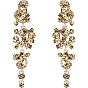 imageBriLove Womens Bohemian Boho Wedding Bridal Crystal Floral Chandelier Hollow Dangle EarringsChampagne GoldTone