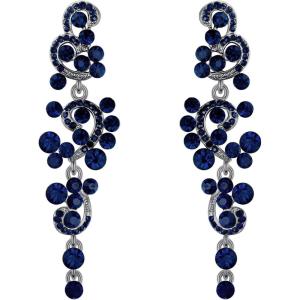 imageBriLove Womens Bohemian Boho Wedding Bridal Crystal Floral Chandelier Hollow Dangle EarringsNavy Blue BlackTone