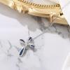 imageBriLove Dainty Elegant Cross Neckalce for Women 925 Sterling Silver Cubic Zirconia Pendant Choker Necklace JewelryBlue