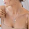 imageBriLove Dainty Elegant Cross Neckalce for Women 925 Sterling Silver Cubic Zirconia Pendant Choker Necklace JewelryClear